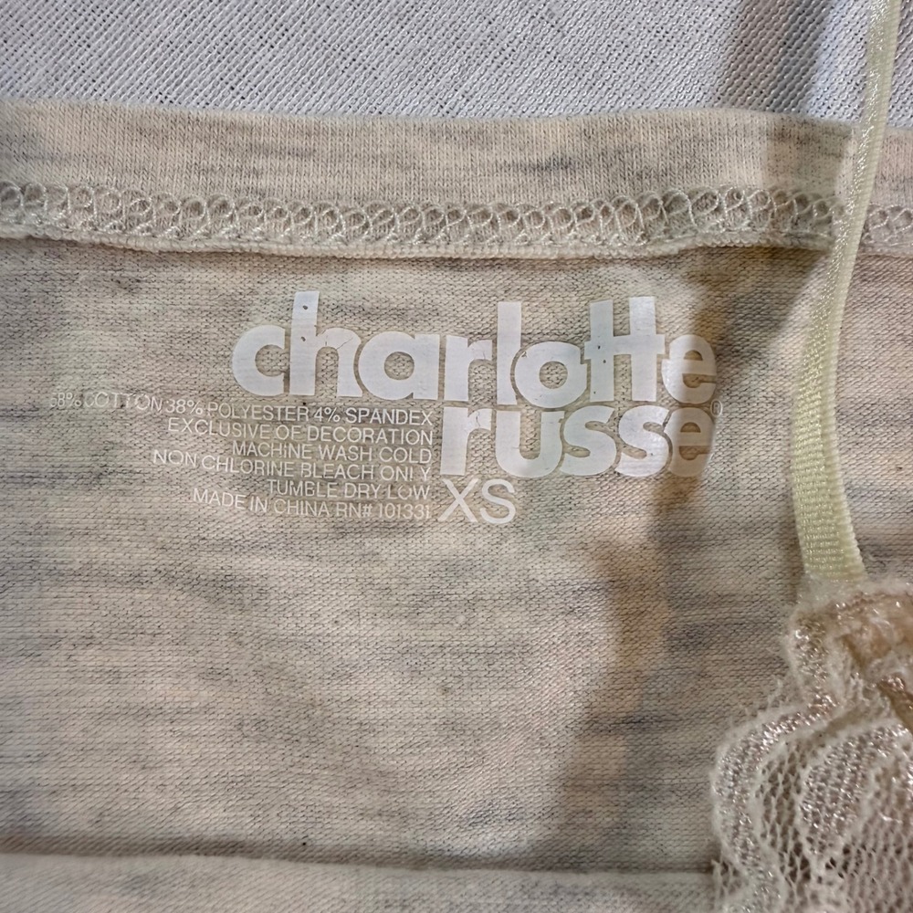 Charlotte Russe Cami Women XS Gray Y2K-Style Lace Trim Coquette Twilightcore - Picture 5 of 5